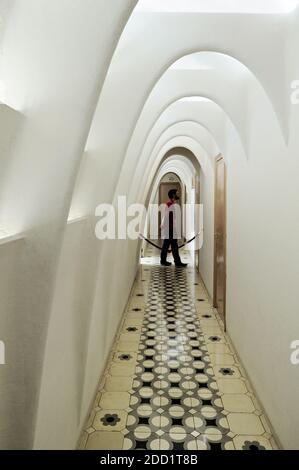 Arches de caténaires dans le grenier de Casa Batlló de Barcelona, Catalogne, Espagne Banque D'Images