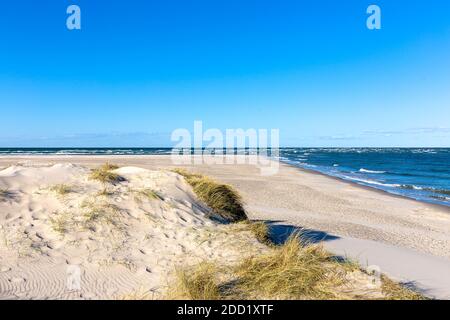 La côte à Skagen, le point le plus au nord du Danemark. Le point où la mer du Nord et la mer baltique se rassemblent. Banque D'Images