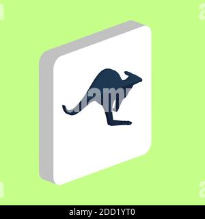 Icône Kangaroo simple Vector. Modèle de conception de symbole d'illustration pour élément d'interface utilisateur Web mobile. Pictogramme isométrique de couleur parfaite sur carré blanc 3d. Kang Illustration de Vecteur