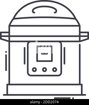 Icône de cuiseur à riz électronique, illustration isolée linéaire, vecteur ligne mince, symbole de conception de toile, symbole de concept de contour avec trait modifiable sur le blanc Illustration de Vecteur