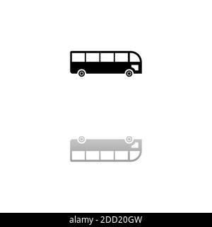 Bus Symbole noir sur fond blanc. Illustration simple. Icône vecteur plat. Ombre de réflexion miroir. Peut être utilisé dans logo, Web, mobile et UI UX pro Illustration de Vecteur