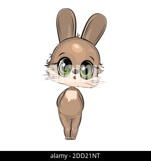 Petit lièvre. Lapin cub. Joli animal drôle. Enfant. Style de dessin animé. Isolé sur fond blanc. Vecteur Illustration de Vecteur