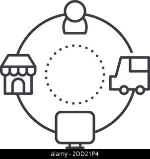Icône Dropship, illustration linéaire isolée, vecteur de ligne mince, signe de conception Web, symbole de concept de contour avec contour modifiable sur fond blanc. Illustration de Vecteur