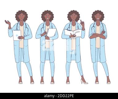 femme afro-américaine médecin Illustration de Vecteur