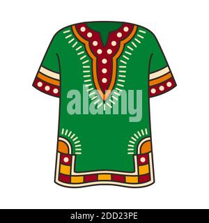 Chemise Dashiki - illustration vectorielle isolée. C'est un vêtement africain traditionnel coloré. Il sera approprié de porter pendant Kwanzaa Illustration de Vecteur