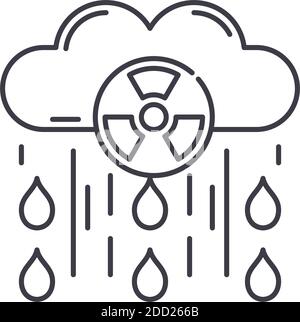 Icône de catastrophe écologique, illustration isolée linéaire, vecteur de ligne mince, signe de web design, symbole de concept de contour avec trait modifiable sur blanc Illustration de Vecteur