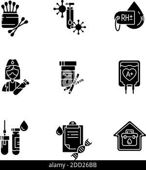 Diagnostic médical icônes de glyphe noir sur l'espace blanc Illustration de Vecteur