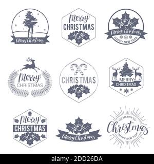 étiquettes et badges de la nouvelle année Illustration de Vecteur