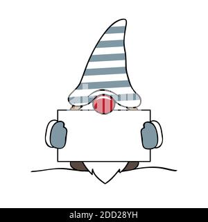 noël mignon gnome avec des vêtements gris et illustration de vecteur de carte EPS10 Illustration de Vecteur