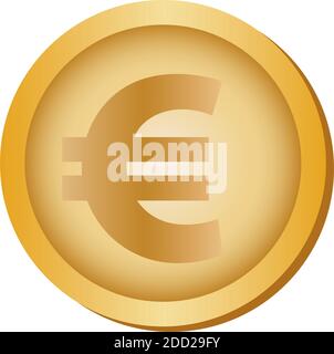 Pièce de monnaie en euros isolée sur fond blanc icône financière - Vector Illustration de Vecteur