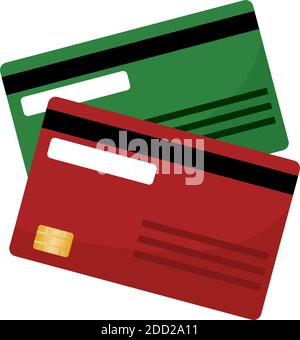 Cartes de crédit isolées dans fond blanc icône financière - Vector Illustration de Vecteur