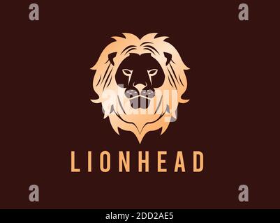 motif vectoriel doré sur le devant de la tête de lion Illustration de Vecteur