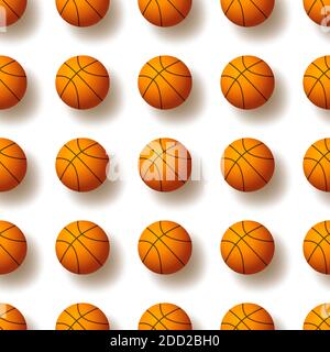 Motif sans couture avec ballon de basket-ball. Illustration vectorielle. Idéal pour le papier peint, la couverture, l'emballage, l'emballage, le tissu, la conception textile et tout type de déc Illustration de Vecteur