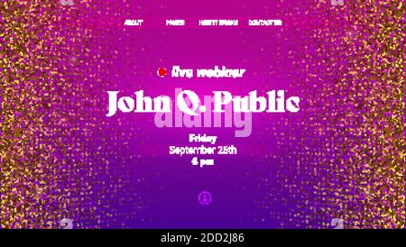 Annonces de webinar en direct. Page d'accueil Vector sur fond brillant. Maquette pour conférence d'affaires. Promotion de webinaires en direct sur les réseaux sociaux Illustration de Vecteur