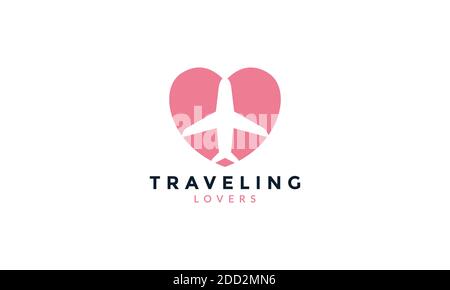 transport ciel avion voyage avec logo amour illustration d'icône vectorielle conception Illustration de Vecteur