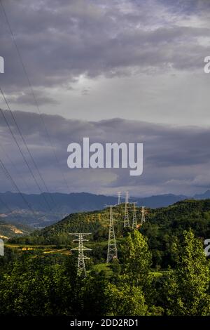 District de Funiu des réseaux d'électricité ruraux de l'ouest du henan Banque D'Images