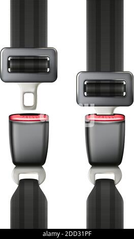 ceinture de sécurité vecteur 3d réaliste sur fond blanc attachée et non. Illustration de Vecteur