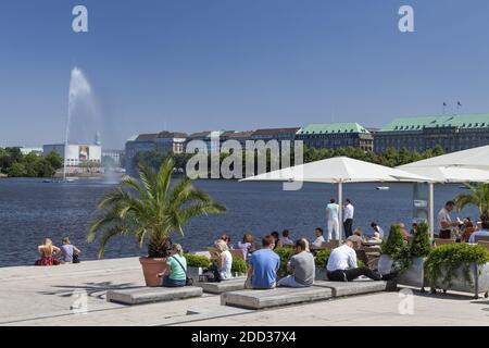 Géographie / Voyage, Allemagne, Hambourg, Hambourg, jardin de bière à l'intérieur de l'Alster, droits-supplémentaires-dégagement-Info-non-disponible Banque D'Images