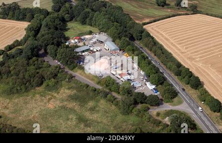 Vue aérienne de Deddington Depot, un dépôt d'entretien et de mise à l'arrêt des autoroutes. Oxfordshire, Royaume-Uni Banque D'Images