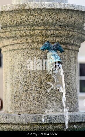 Autriche, Linz, détail de la fontaine d'eau potable dans la cour du bâtiment Landhaus, la capitale de la haute-Autriche était la capitale européenne de la culture en 20 Banque D'Images