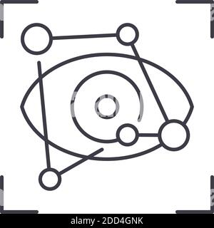 Icône de reconnaissance des yeux, illustration isolée linéaire, vecteur de ligne mince, signe de conception Web, symbole de concept de contour avec contour modifiable sur fond blanc Illustration de Vecteur