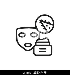 Icône de la ligne noire du masque facial Aloe vera. Soins de la peau. Peau hydratante et nourrissante. Pictogramme de contour pour la page Web, l'application mobile, la promotion. Illustration de Vecteur