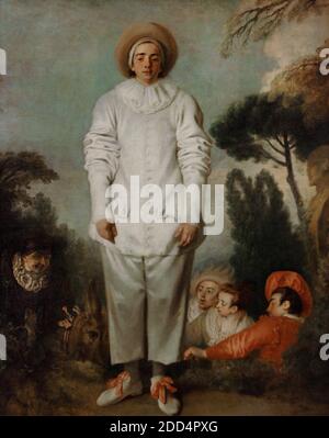 Jean-Antoine Watteau (1684-1721). Peintre français. Pierrot, 1718-1719. Musée du Louvre. Paris. France. Banque D'Images