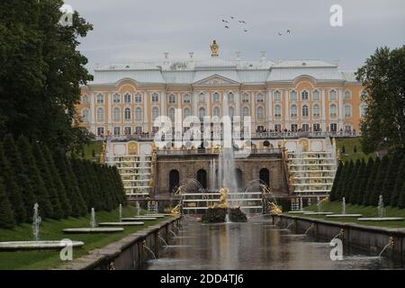 Petergof ou Peterhof connu sous le nom de Petrodvorets, ville municipale dans le district de Petrodvortsovy de la ville fédérale de Saint-Pétersbourg. Russie Banque D'Images