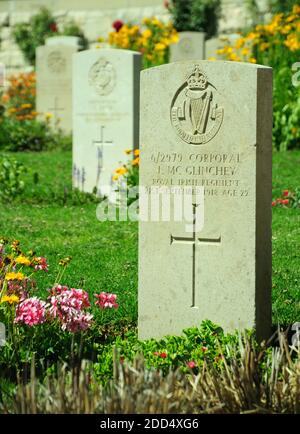 Cimetière militaire britannique pour les soldats tués en Palestine au moment du mandat britannique sur le mont Scopus à Jérusalem. Banque D'Images