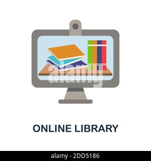 Icône Bibliothèque en ligne. Élément simple de la collection d'éducation en ligne. Icône Creative Online Library pour la conception Web, les modèles, les infographies et bien plus encore Illustration de Vecteur