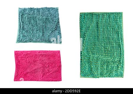 Trois tapis de bain isolés sur fond blanc. Objet avec masque Banque D'Images