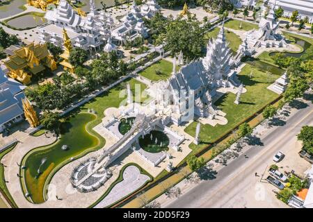 Wat Rong Khun, le Temple blanc de Chiang Rai, province de Chiang Mai, Thaïlande Banque D'Images