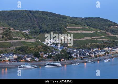 Géographie / Voyage, Allemagne, Hesse, Ruedesheim sur le Rhin, vue sur la partie de la ville Assmannshausen a, Additional-Rights-Clearance-Info-not-available Banque D'Images