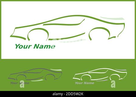 Icône de voiture en vert, gris et blanc pour logo Design - Automotive Business Illustration de Vecteur