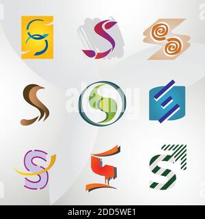 Jeu d'icônes/éléments de lettre décorative S pour le logo Conception Illustration de Vecteur