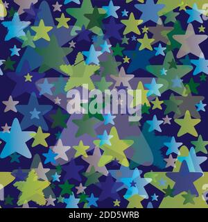 Motif sans couture avec étoiles - fond ciel nocturne - Bleu Et Green Stars Illustration de Vecteur