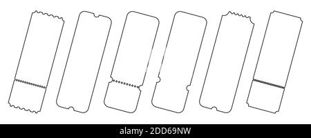 Définir un modèle de ticket vierge. Coupon vectoriel. Sur le cinéma, le théâtre, le concert, le jeu, la fête, l'événement, le festival. Illustration de Vecteur