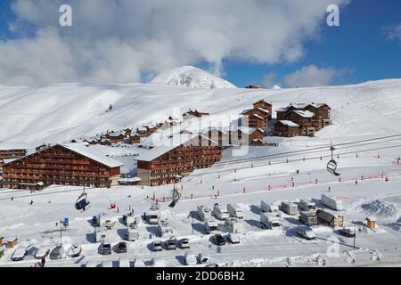 Snowy Mountain Ski Village, des chutes de neige Banque D'Images