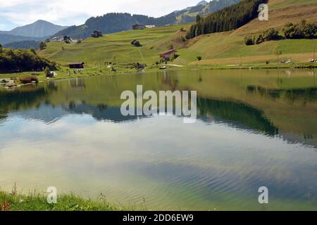 Zone de loisirs Wolfsee près de Fiss dans le Tyrol Banque D'Images