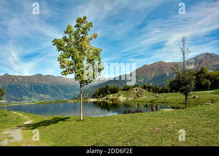 Zone de loisirs Wolfsee près de Fiss dans le Tyrol Banque D'Images