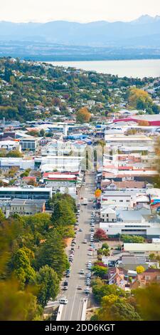 Photo panoramique aérienne du centre-ville de Nelson, Île du Sud, Nouvelle-Zélande Banque D'Images