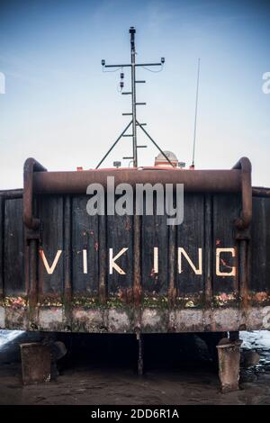 'Viking', un vieux bateau de pêche rouillé, Barmouth Harbour, Gwynedd, pays de Galles du Nord, pays de Galles, Royaume-Uni, Europe Banque D'Images