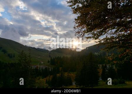 Paysage à Sudelfeld en Bavière montrant la montagne Hochmiesing Banque D'Images