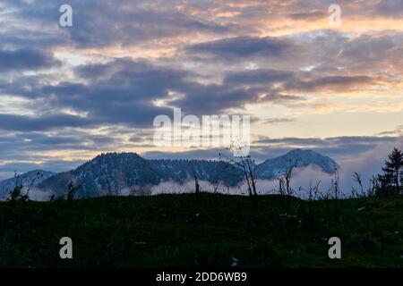 Paysage à Sudelfeld en Bavière montrant la montagne Hochmiesing Banque D'Images