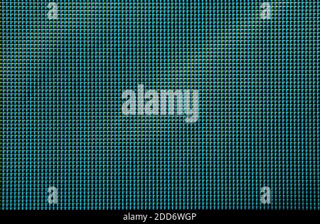 Pixels dans l'échelle macro de l'écran à cristaux liquides. Arrière-plan de la texture de l'écran mural vidéo. Bleu avec quelques dégradés diagonaux Banque D'Images