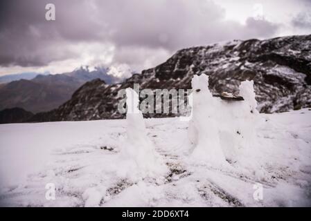 Snow Llama, montagne Chacaltaya, la Paz, département de la Paz, Bolivie, Amérique du Sud Banque D'Images