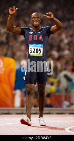 PAS DE FILM, PAS DE VIDÉO, PAS de TV, PAS DE DOCUMENTAIRE - LaShawn Merritt des États-Unis réagit après avoir gagné l'or dans les 400 mètres dans les Jeux de la XXIXe Olympiade à Beijing, Chine le 21 août 2008. Photo de Paul Kitagaki Jr./Sacramento Bee/MCT/Cameleon/ABACAPRESS.COM Banque D'Images