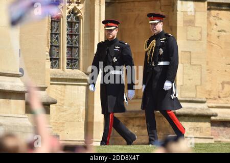 Le prince William assiste à la cérémonie de mariage le prince Henry Charles Albert David du pays de Galles épouse Mme Meghan Markle dans un service à la chapelle Saint-George à l'intérieur du château de Windsor. Parmi les invités se trouvaient 2200 membres du public, la famille royale et la mère Doria Ragland de Mme Markle. Photo de Lionel Hahn/ABACAPRESS.COM Banque D'Images