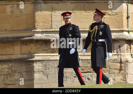 Le prince William assiste à la cérémonie de mariage le prince Henry Charles Albert David du pays de Galles épouse Mme Meghan Markle dans un service à la chapelle Saint-George à l'intérieur du château de Windsor. Parmi les invités se trouvaient 2200 membres du public, la famille royale et la mère Doria Ragland de Mme Markle. Photo de Lionel Hahn/ABACAPRESS.COM Banque D'Images