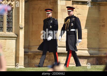 Le prince William assiste à la cérémonie de mariage le prince Henry Charles Albert David du pays de Galles épouse Mme Meghan Markle dans un service à la chapelle Saint-George à l'intérieur du château de Windsor. Parmi les invités se trouvaient 2200 membres du public, la famille royale et la mère Doria Ragland de Mme Markle. Photo de Lionel Hahn/ABACAPRESS.COM Banque D'Images